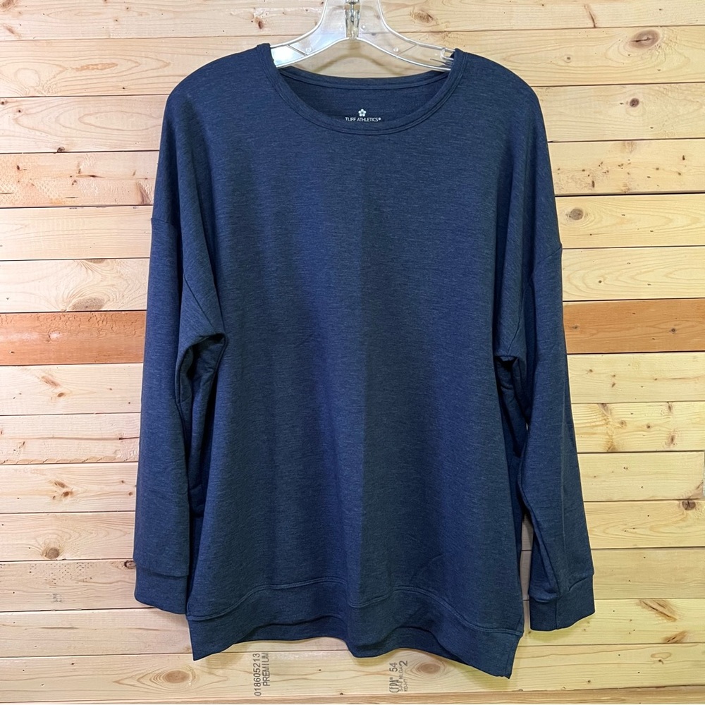 TUFF Athletics NWOT Navy Blue long Sleeve Crew Neck Knit Sweater Top size L